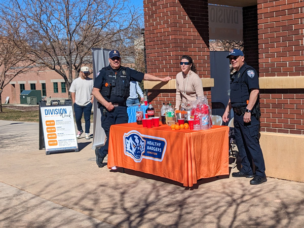 Soda pop with a cop at the Bell Tower